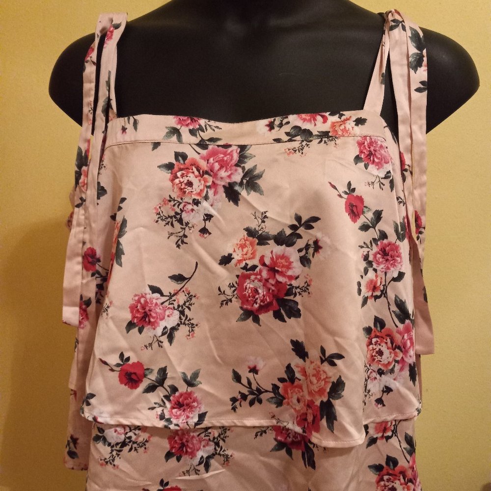 Forever 21 Plus Size Pink Floral Layered Top